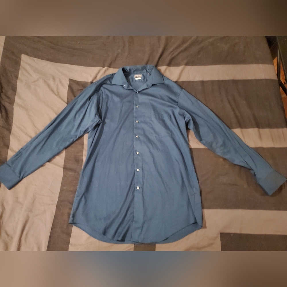 Van Heusen Flex Tall Fit Stretch Long Sleeve 16 1/2  35/36 Green